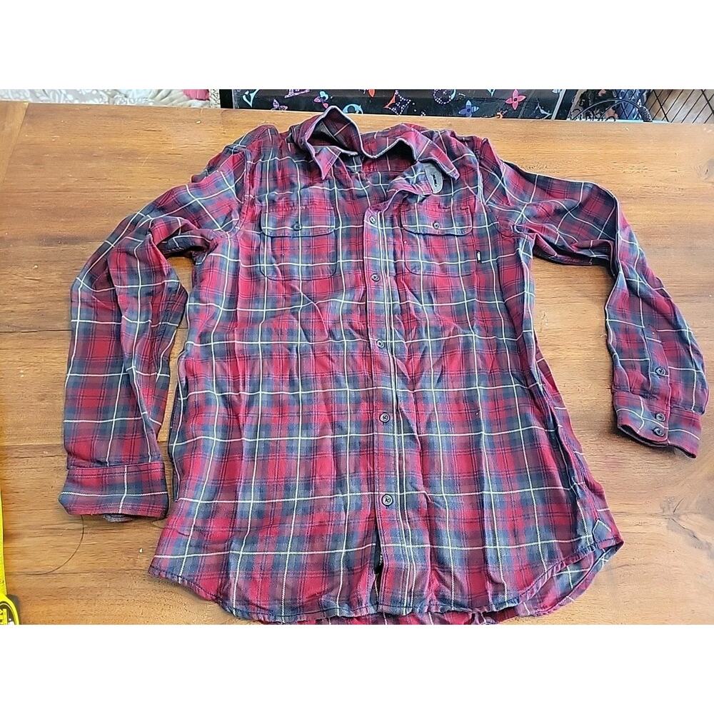 Men's Small Vans Off The Wall Long Sleeve Button Down Plaid Shirt